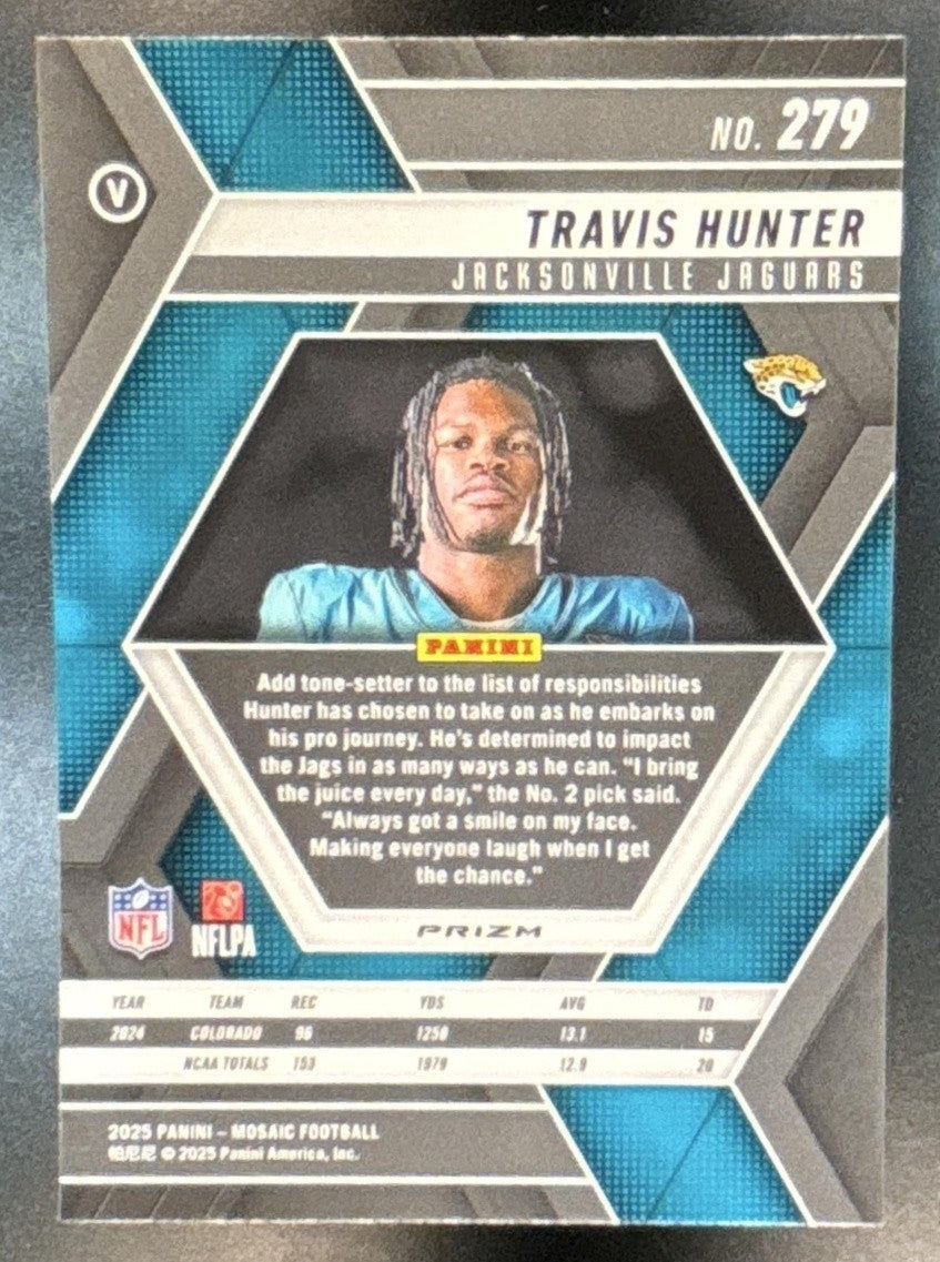 2025 Panini Mosaic Travis Hunter Rookie Variation Genesis #279 RC Jaguars - Sports Cards