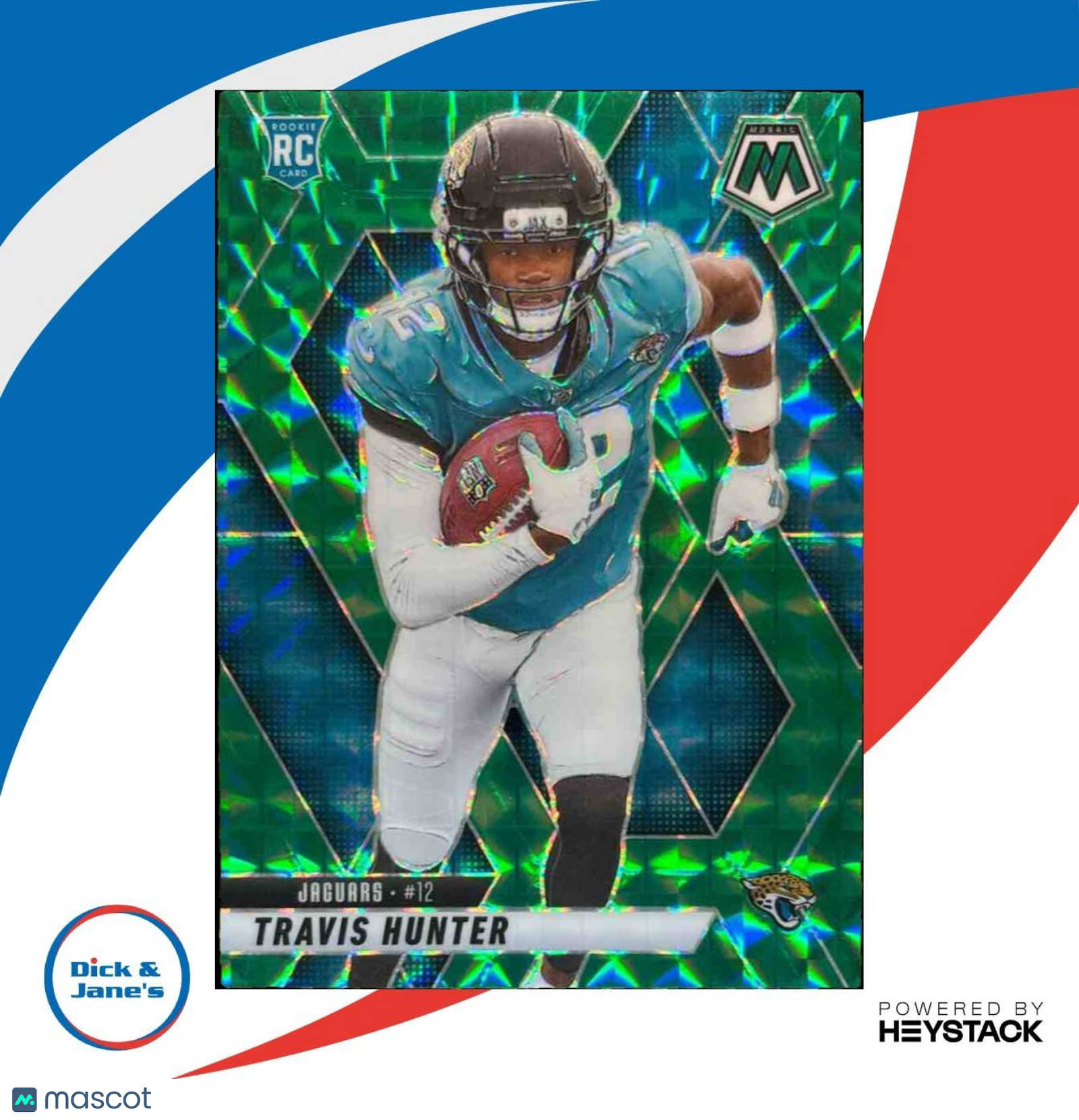 2025 Panini Mosaic Travis Hunter Rookies Green Prizm #301 RC Jaguars - Sports Cards