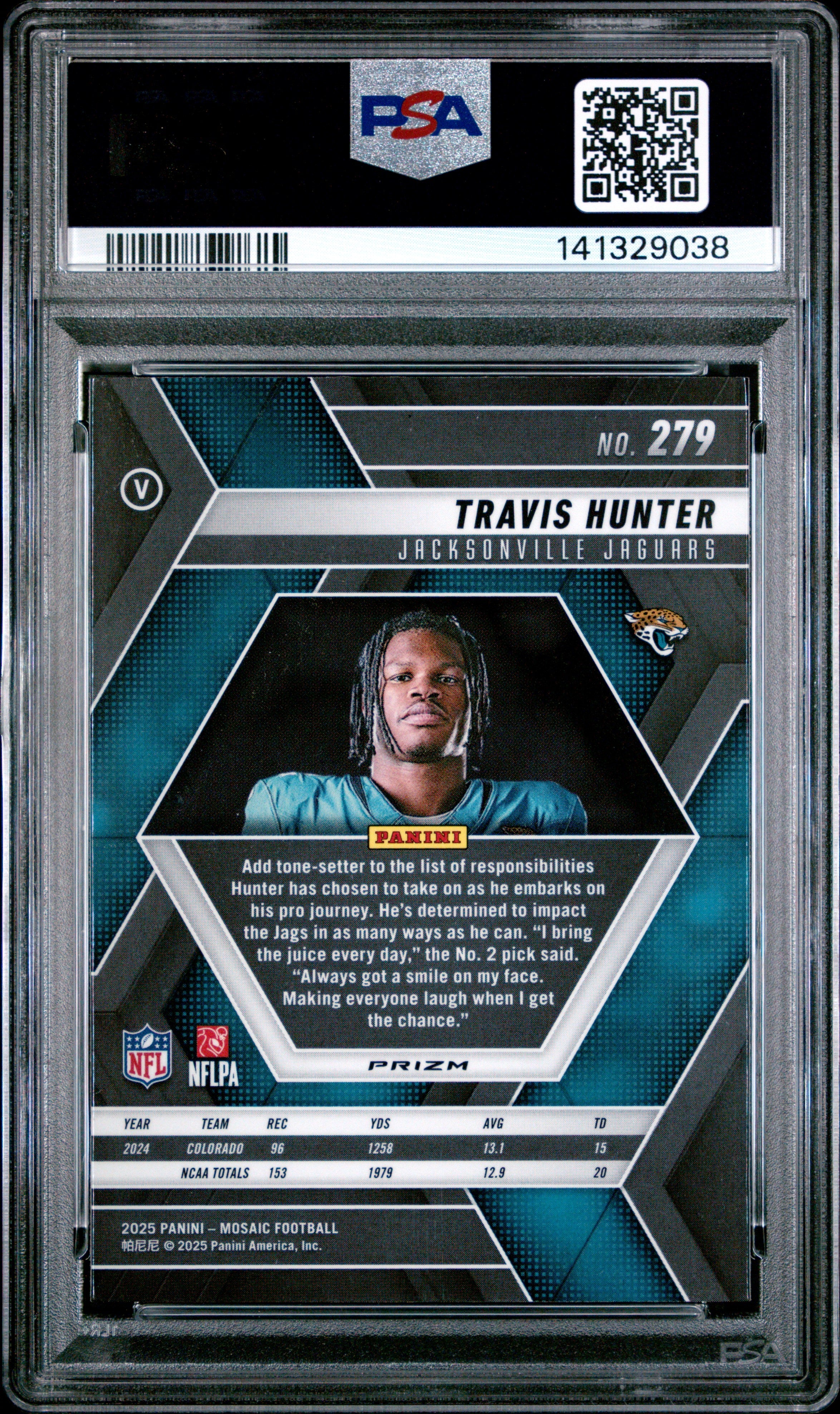 2025 Panini Mosaic Travis Hunter Silver #279 PSA 10 - Graded Sports Cards