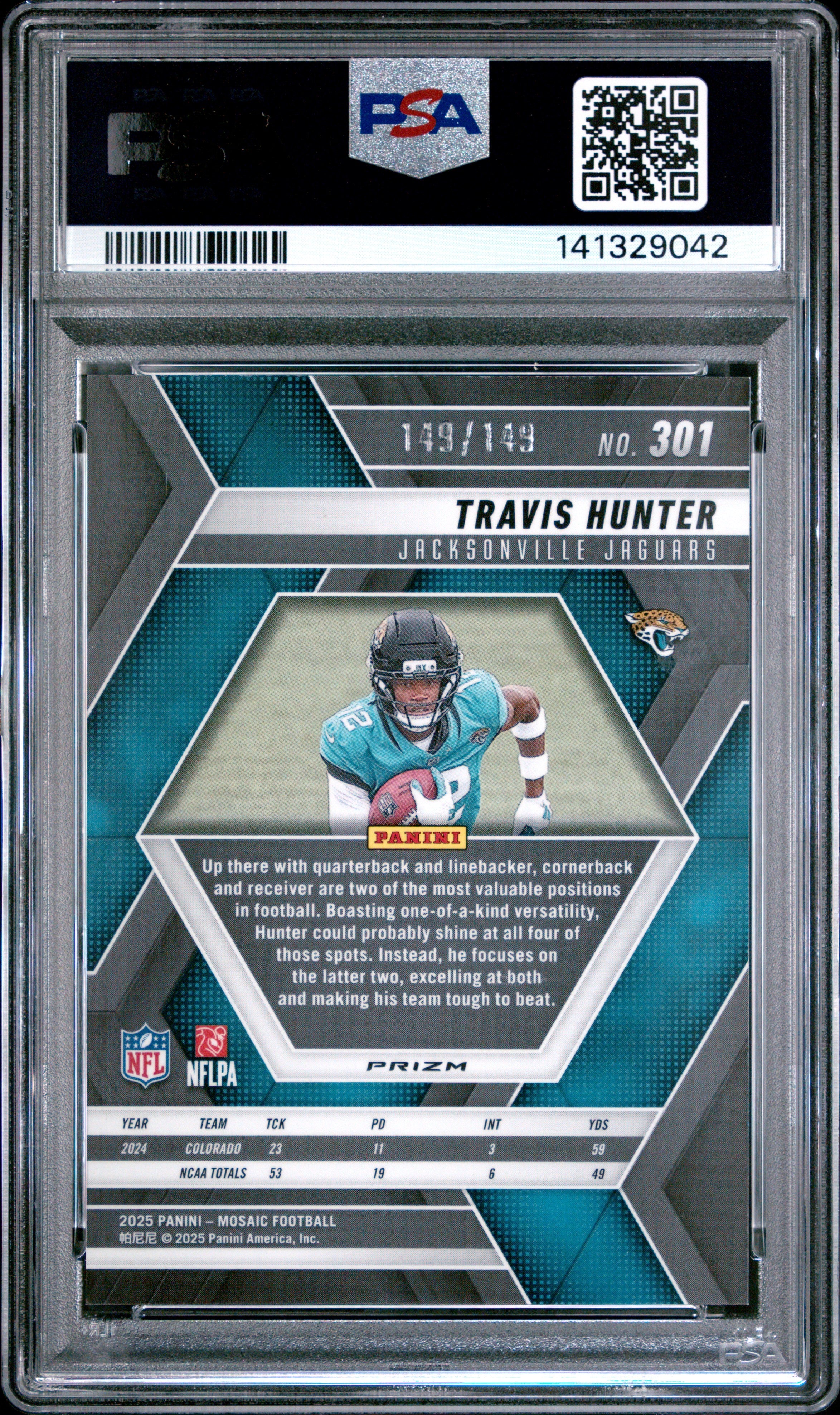 2025 Panini Mosaic Travis Hunter Silver Knight #301 PSA 10 - Graded Sports Cards
