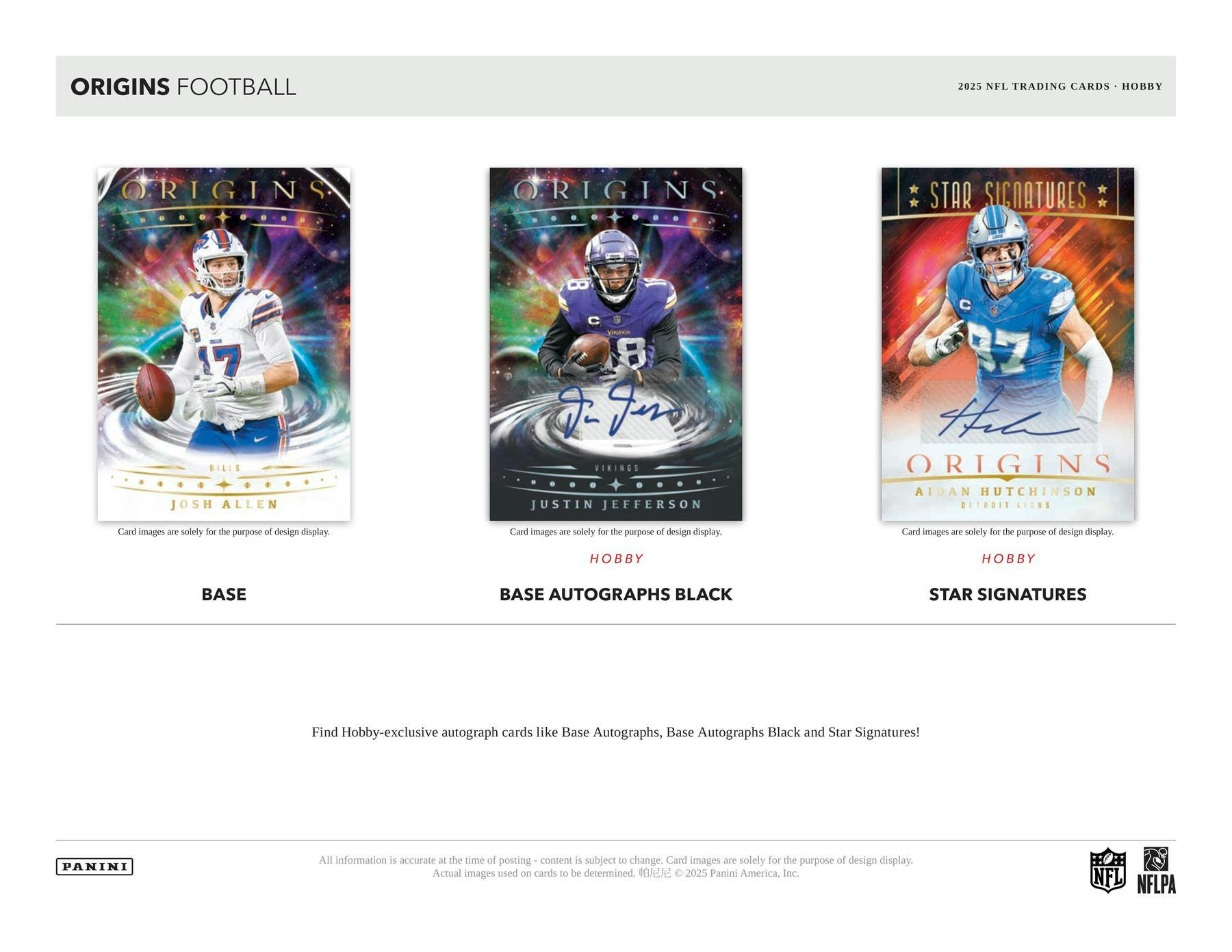 2025 Panini Origins Football Hobby Box (2 Autos and 1 Mem) NFL Hobby Box