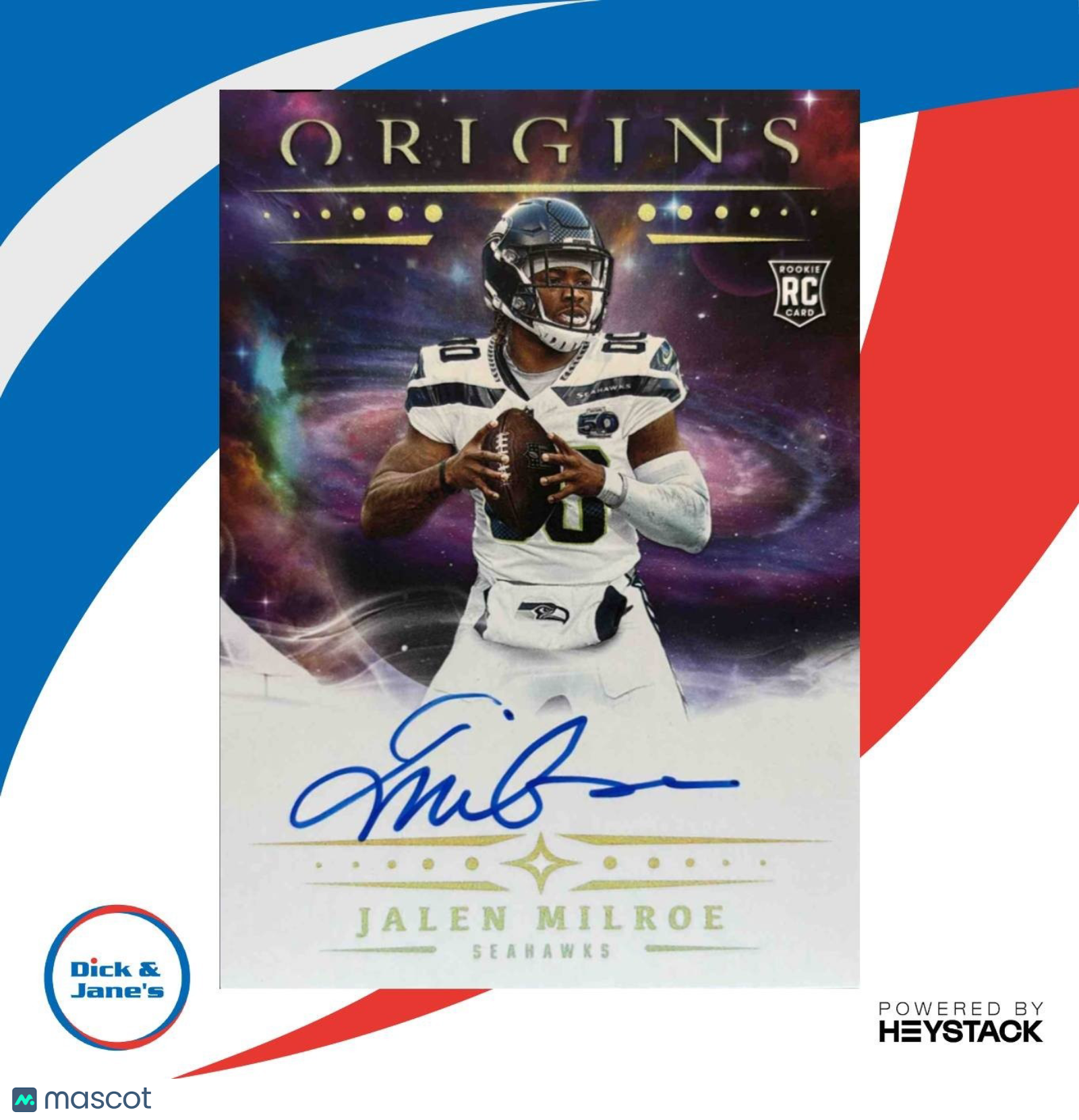2025 Panini Origins Jalen Milroe Rookie Auto #RA-JMI RC Seattle Seahawks - Sports Cards