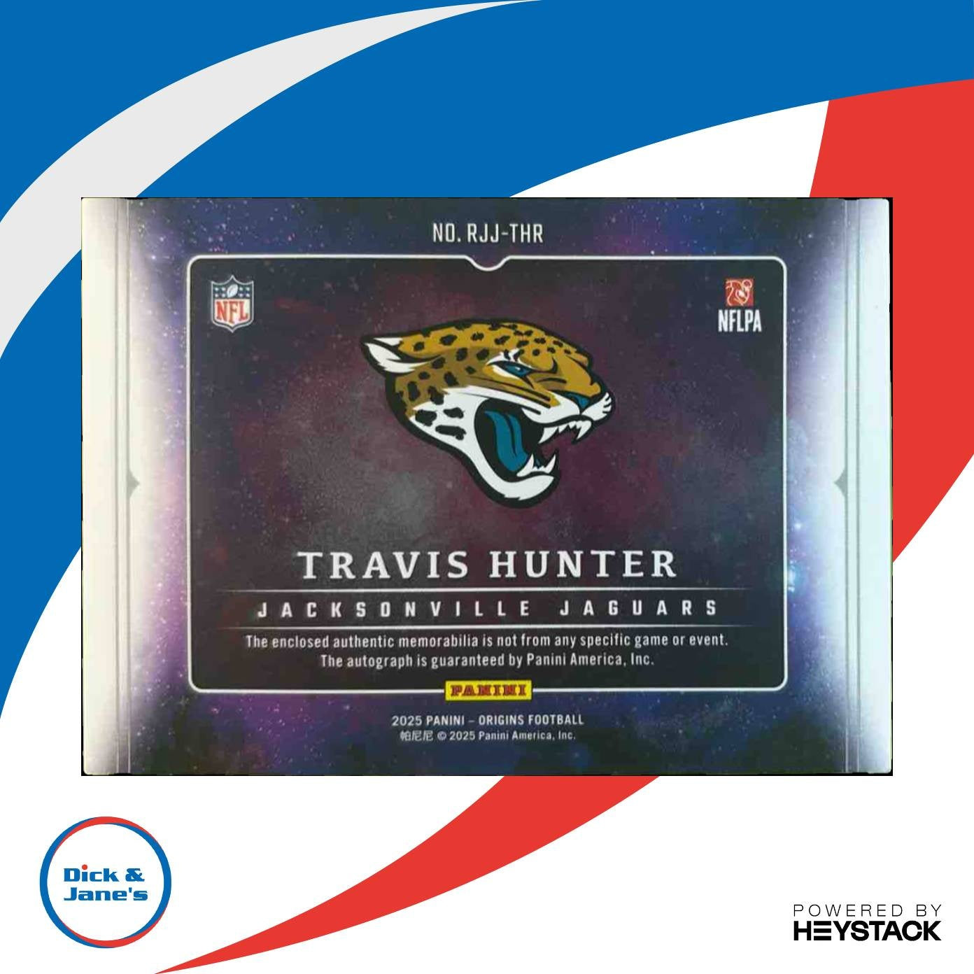 2025 Panini Origins Travis Hunter Jumbo Jersey Auto Orange /75 RC Jaguars - Sports Cards