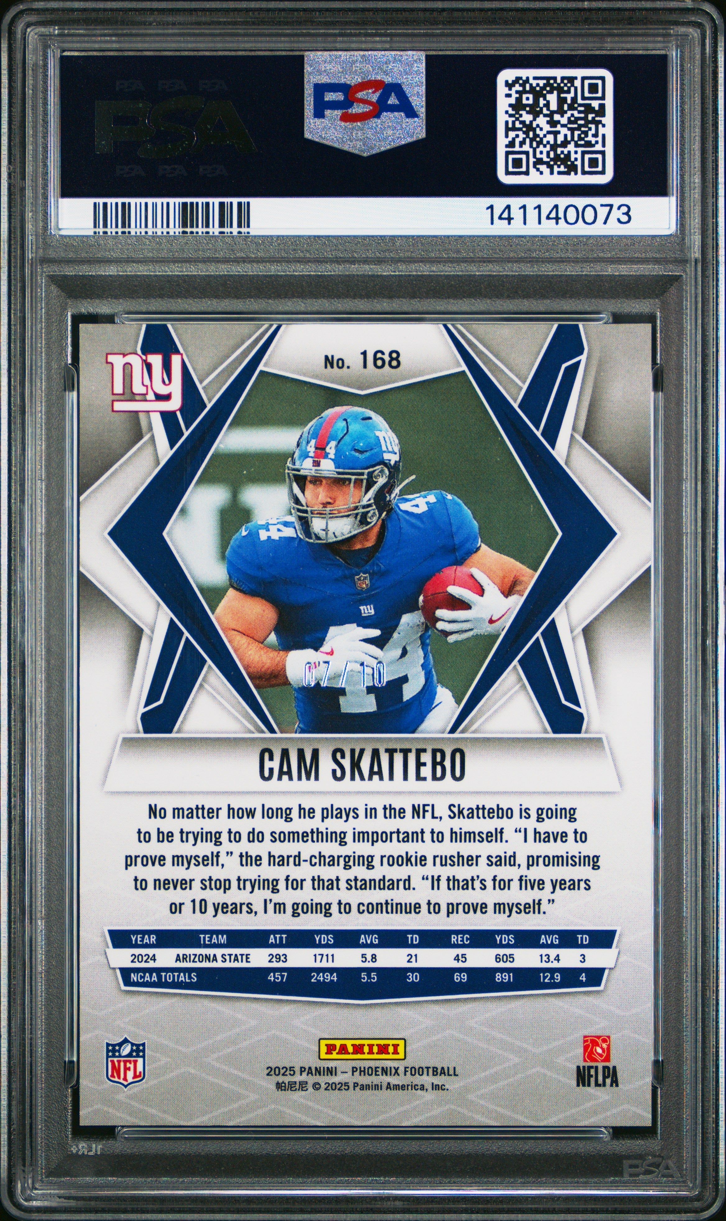 2025 Panini Phoenix Cam Skattebo Gold Rookie #168 PSA 9 MINT New York Giants - Graded Sports Cards