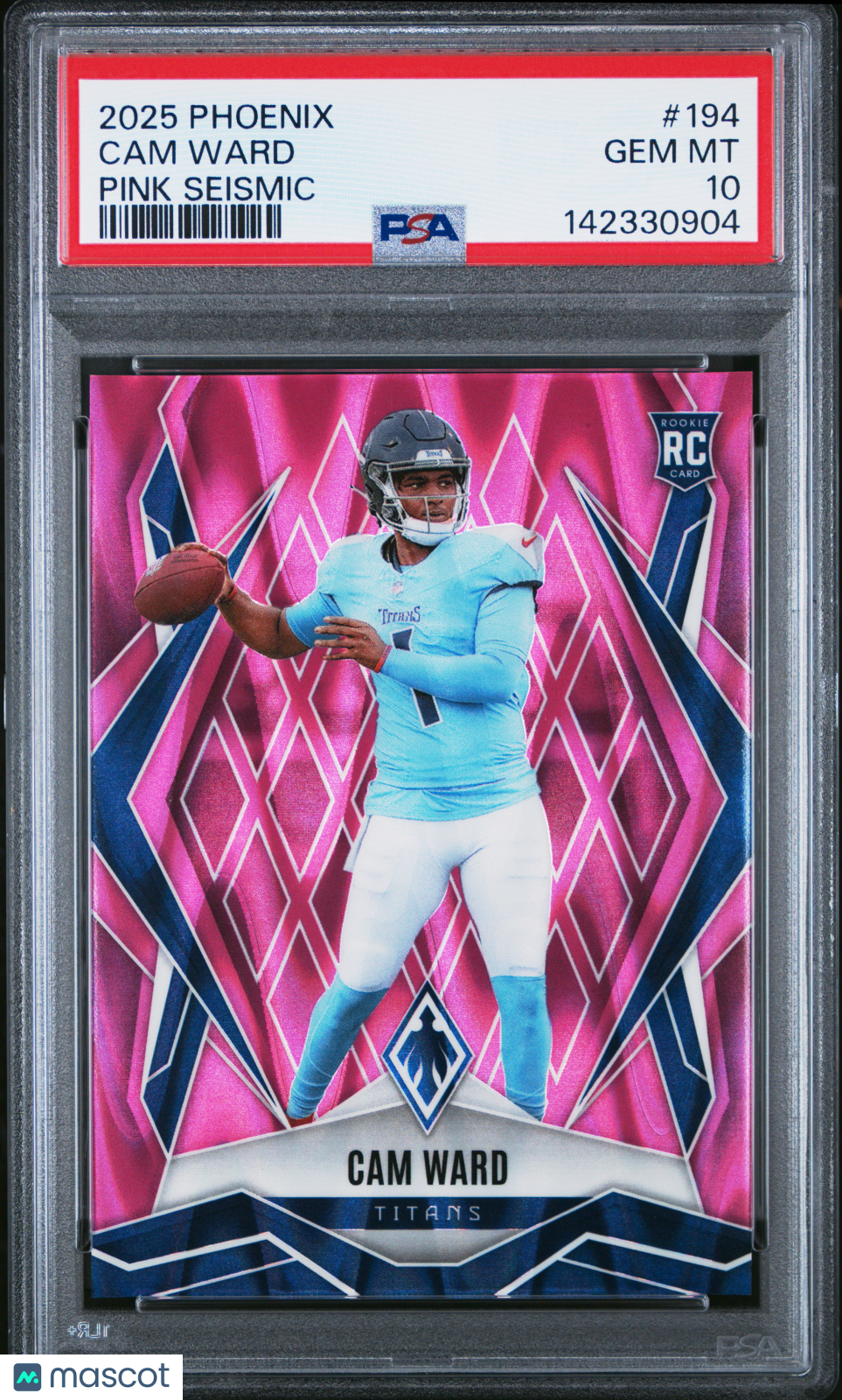 2025 Panini Phoenix Cam Ward Pink Seismic 07/75 Rookie PSA 10 GEM MINT Titans - Graded Sports Cards