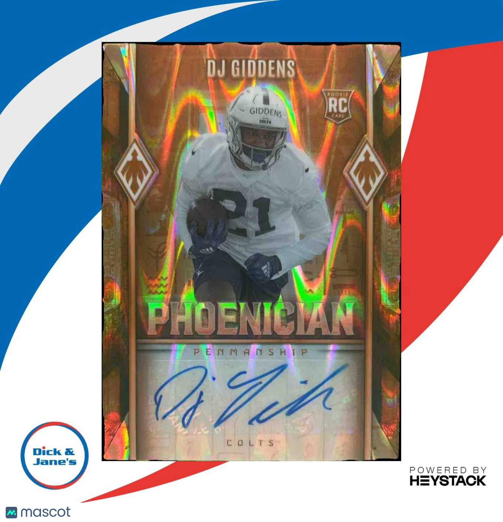 2025 Panini Phoenix DJ Giddens Phoenician Penmanship Auto /15 RC Colts - Sports Cards