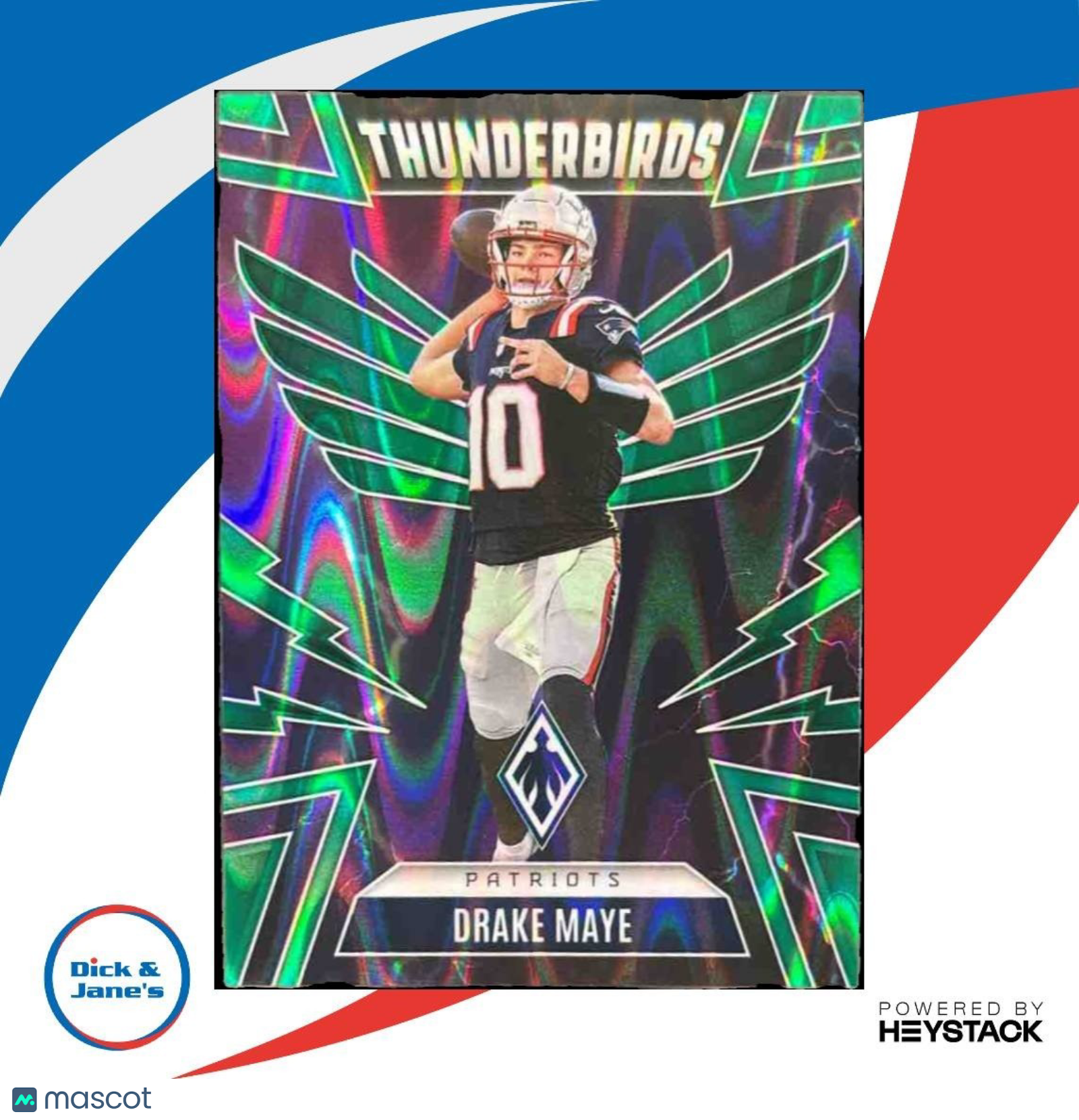 2025 Panini Phoenix Drake Maye Thunderbirds Green Seismic /25 #35 Patriots - Sports Cards