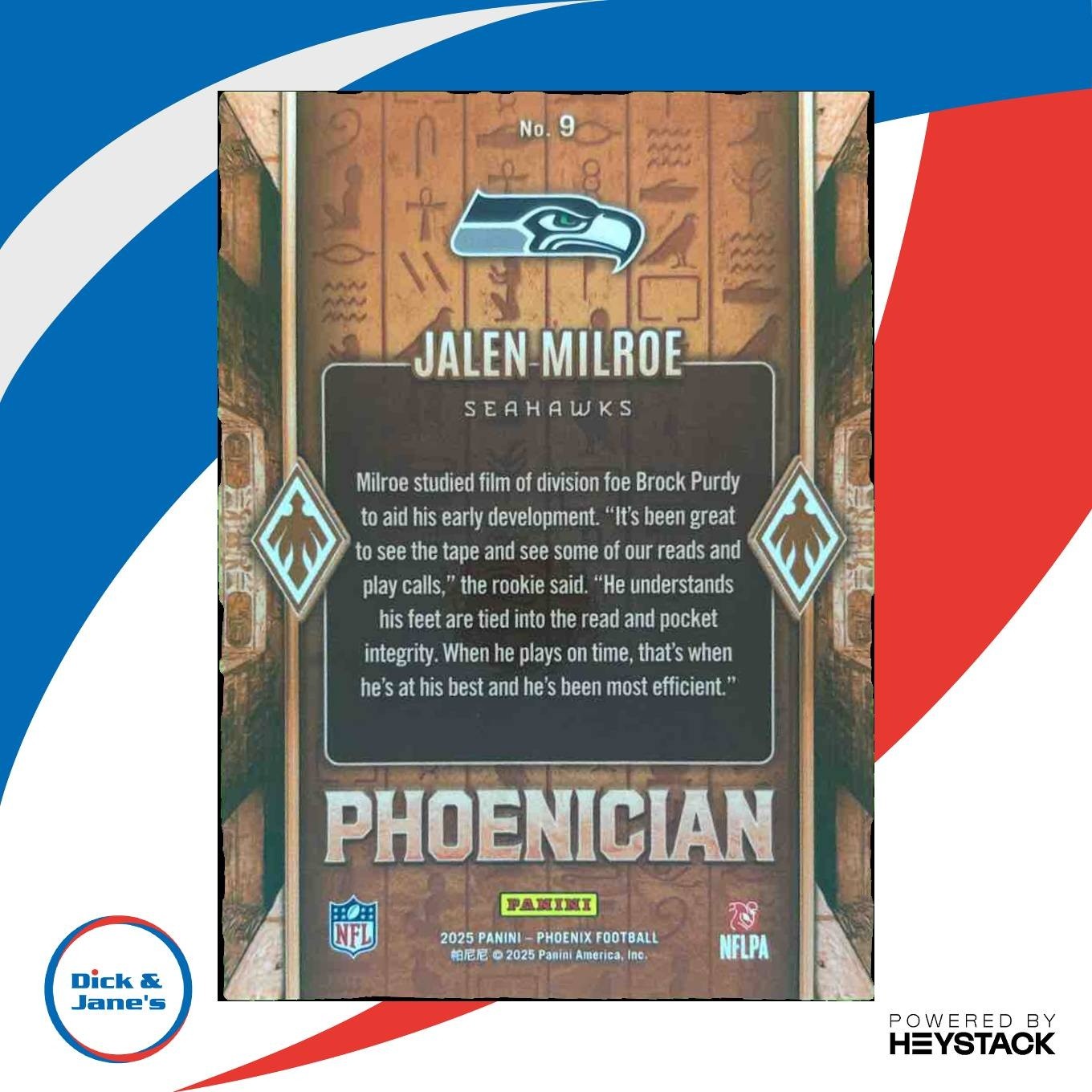 2025 Panini Phoenix Jalen Milroe Phoenician #9 RC SSP Seattle Seahawks - Sports Cards