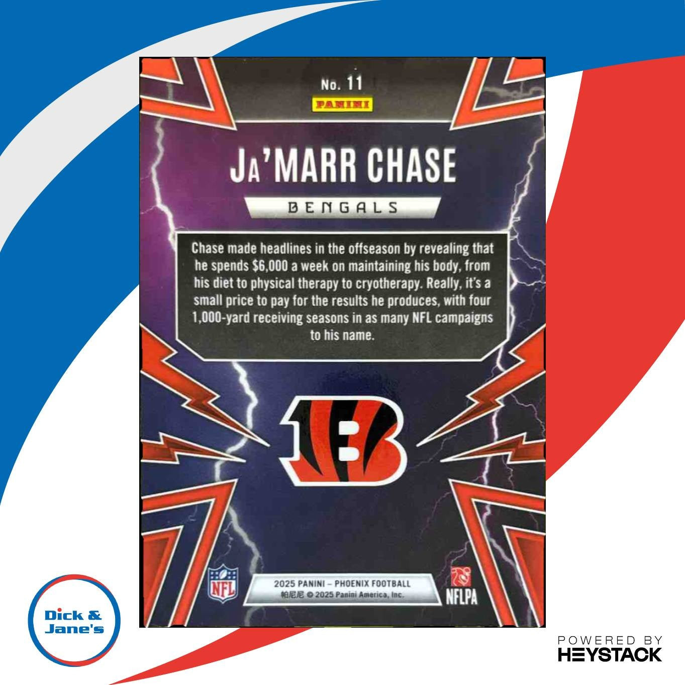 2025 Panini Phoenix Ja’Marr Chase Thunderbirds #11 Cincinnati Bengals - Sports Cards