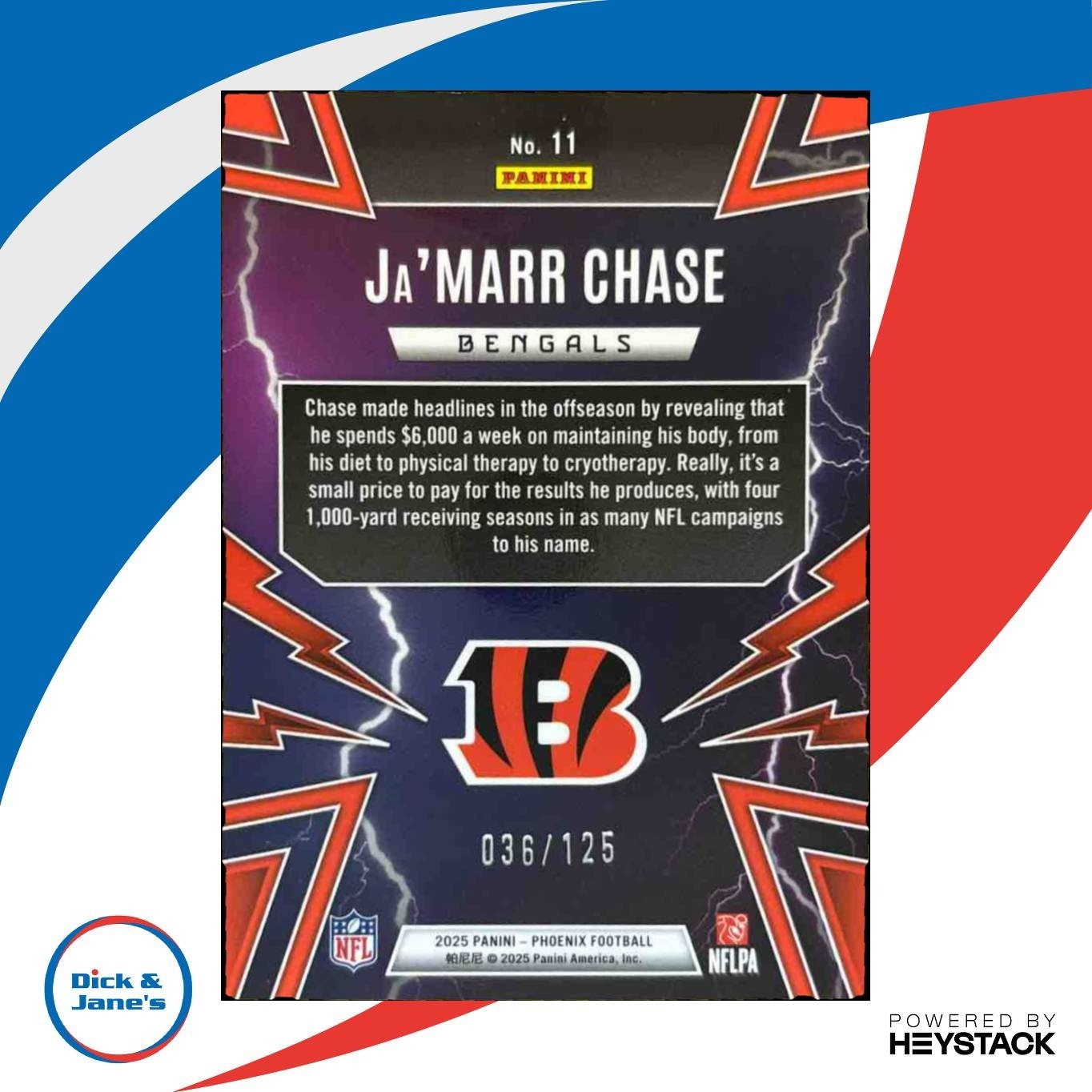 2025 Panini Phoenix Ja’Marr Chase Thunderbirds Bronze /125 Cincinnati Bengals - Sports Cards