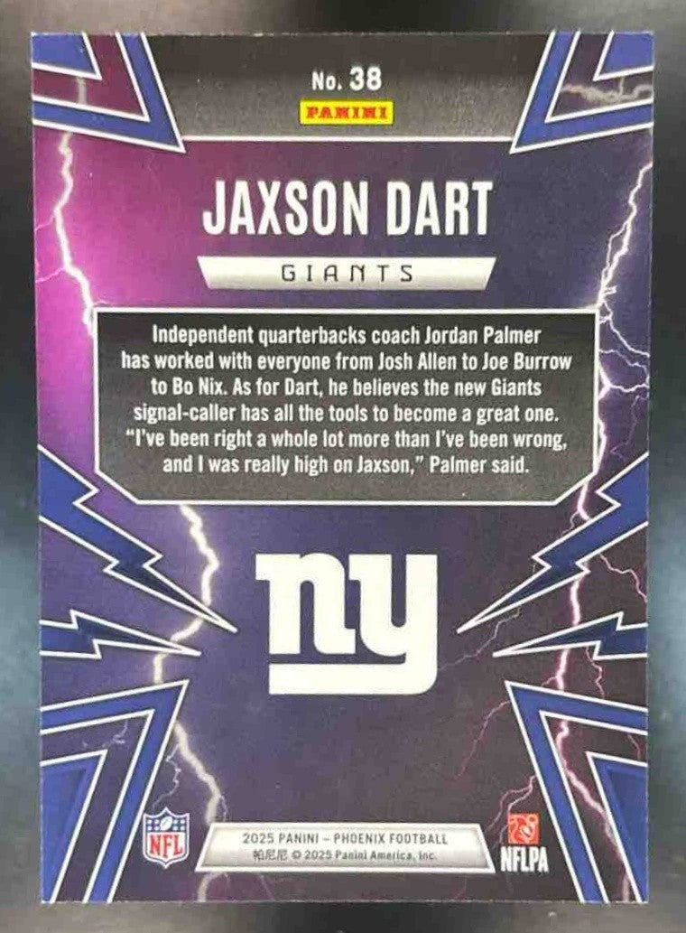 2025 Panini Phoenix Jaxson Dart Thunderbirds #38 RC New York Giants - Sports Cards