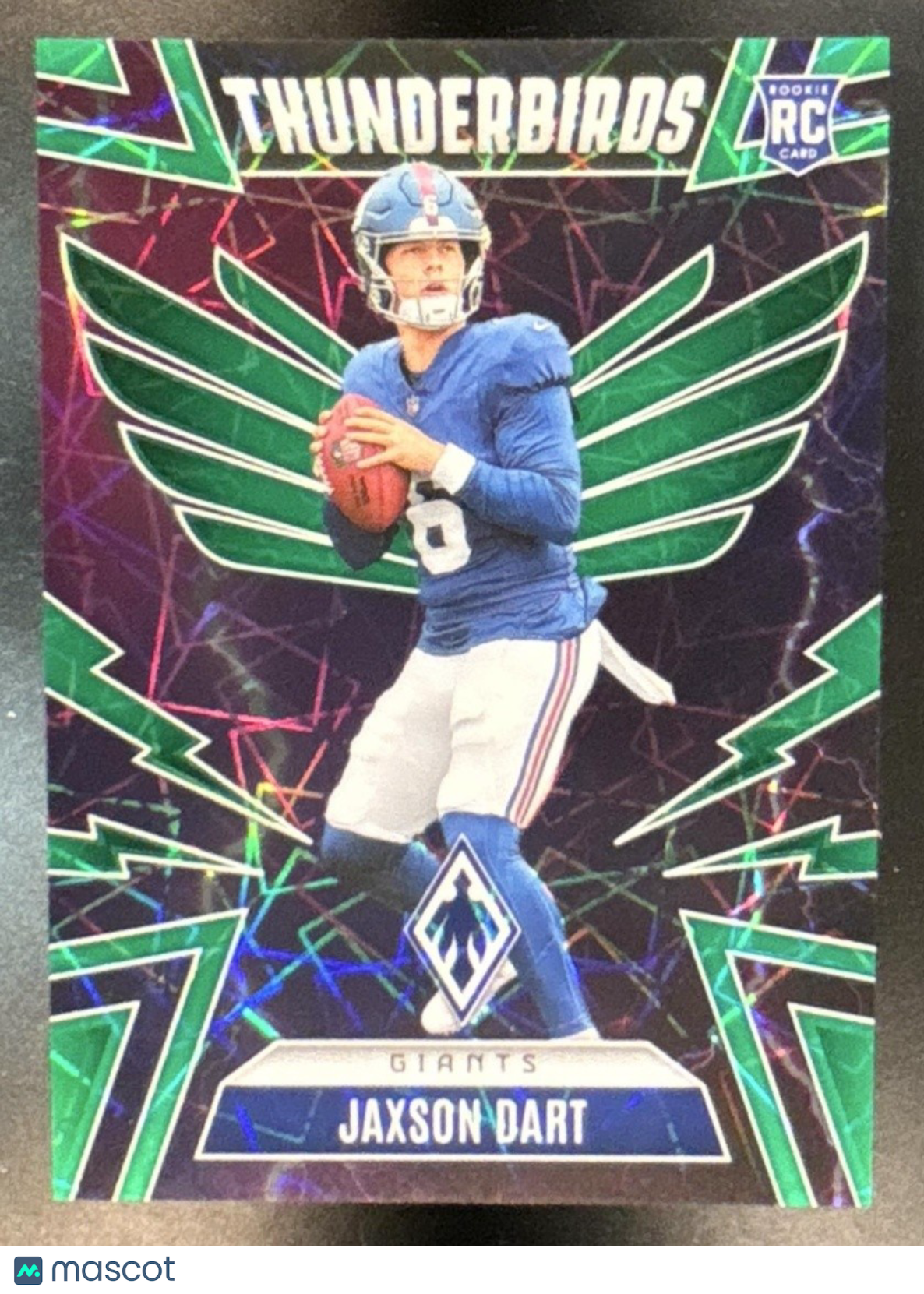 2025 Panini Phoenix Jaxson Dart Thunderbirds Green Lazer /49 RC New York Giants - Sports Cards