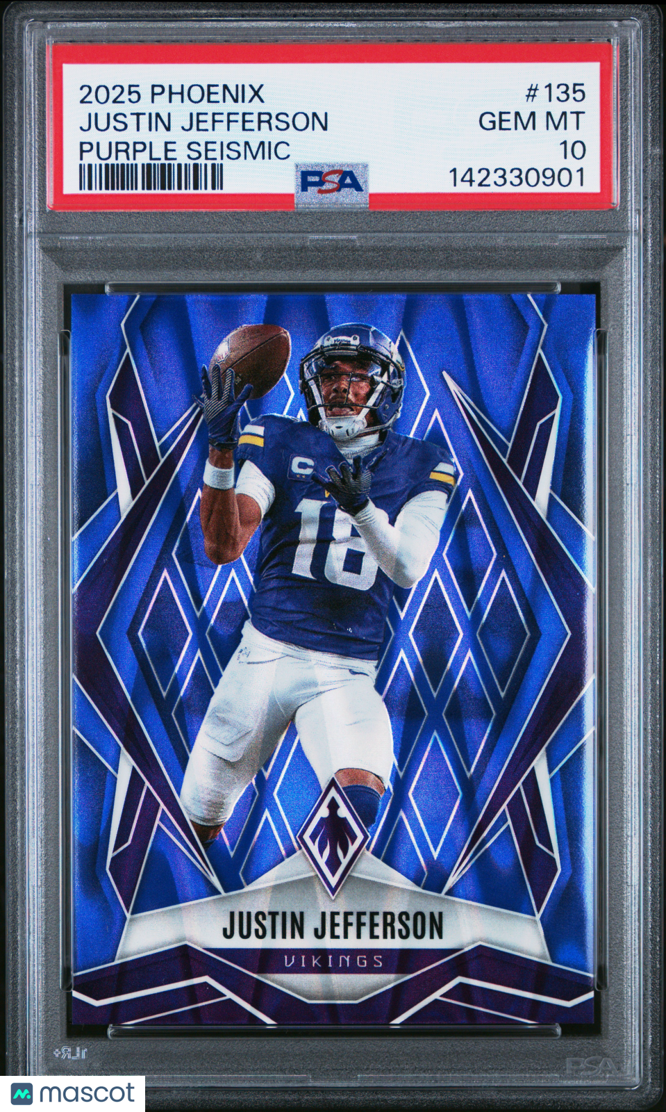 2025 Panini Phoenix Justin Jefferson Purple Seismic /49 PSA 10 GEM MINT Vikings - Graded Sports Cards