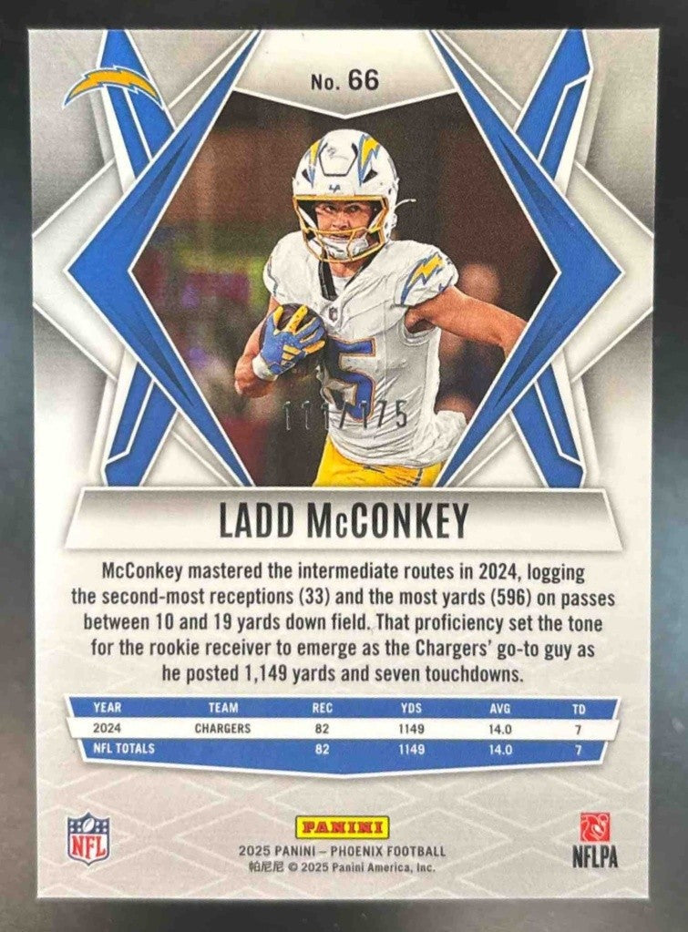 2025 Panini Phoenix Ladd McConkey Teal Lava /175 #66 Los Angeles Chargers - Sports Cards