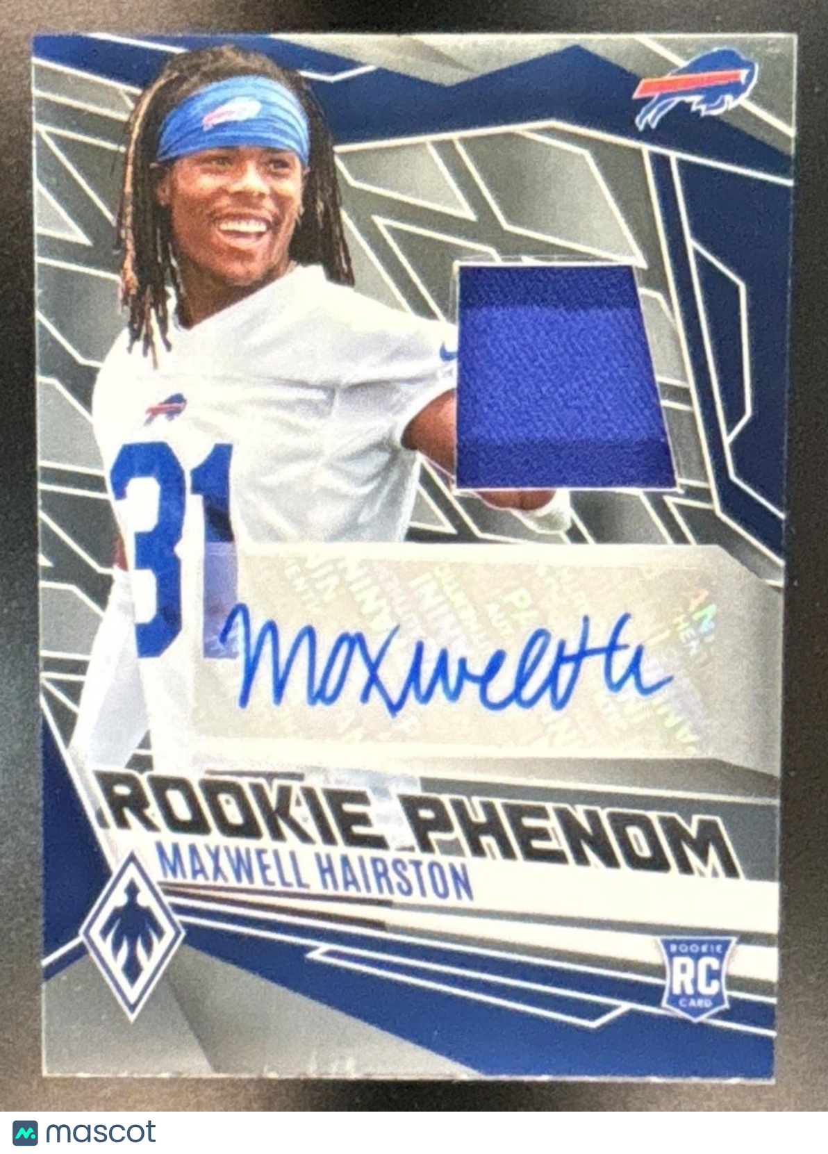 2025 Panini Phoenix Maxwell Hairston Phenoms Jersey Auto /249 MEM RC Bills - Sports Cards