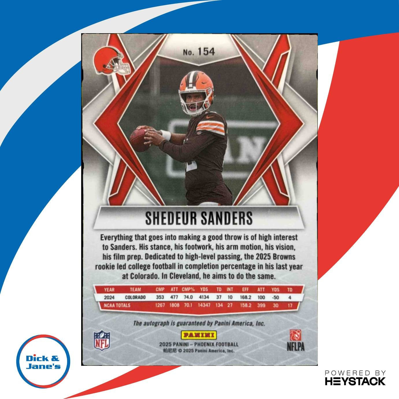 2025 Panini Phoenix Shedeur Sanders Rookies Auto Silver #154 RC Cleveland Browns - Sports Cards