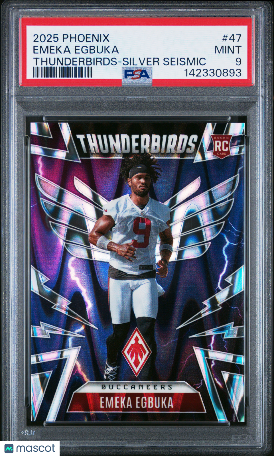 2025 Panini Phoenix Thunderbirds Emeka Egbuka Silver Seismic 98/99 PSA 9 MINT - Graded Sports Cards