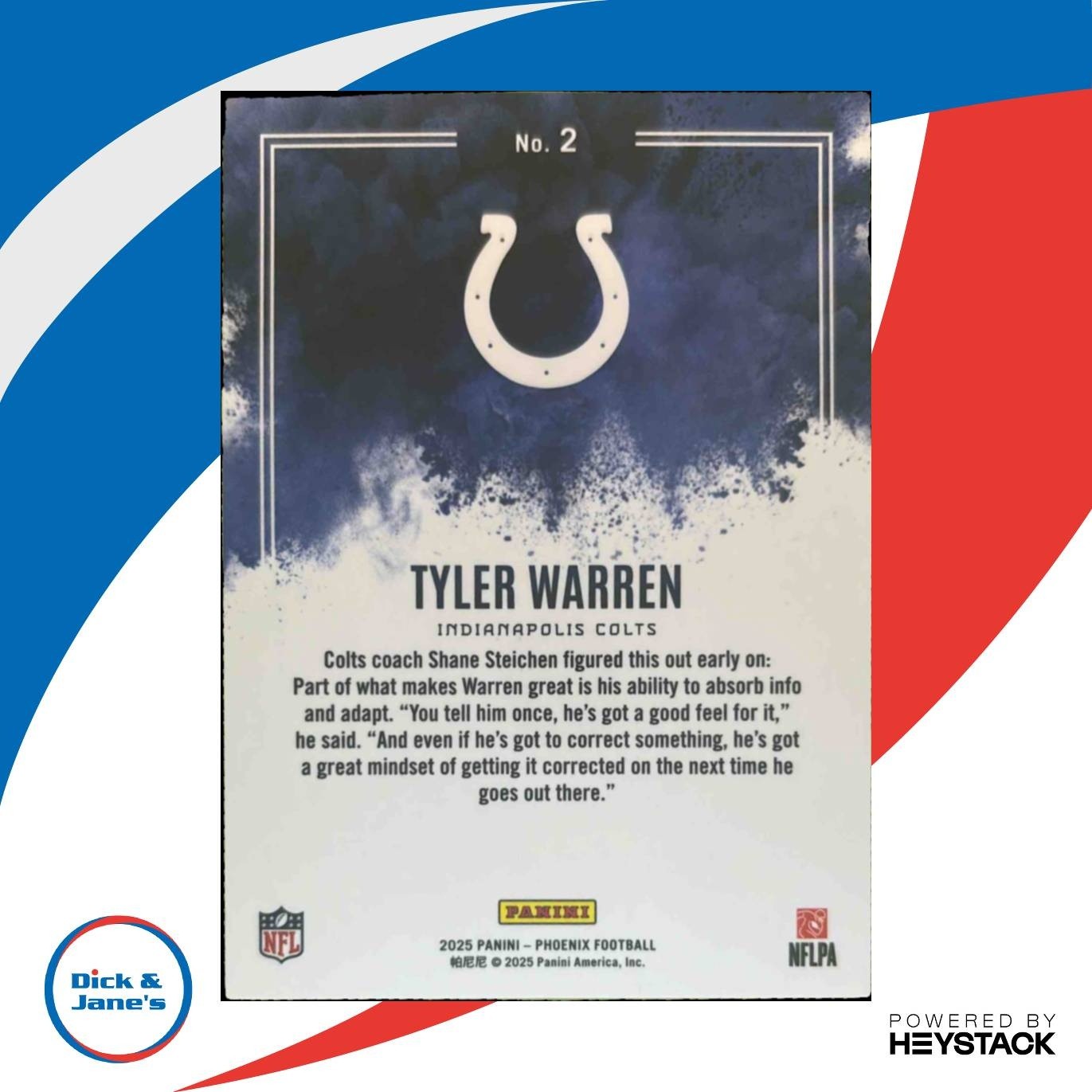 2025 Panini Phoenix Tyler Warren Color Blast #2 RC SSP Indianapolis Colts - Sports Cards