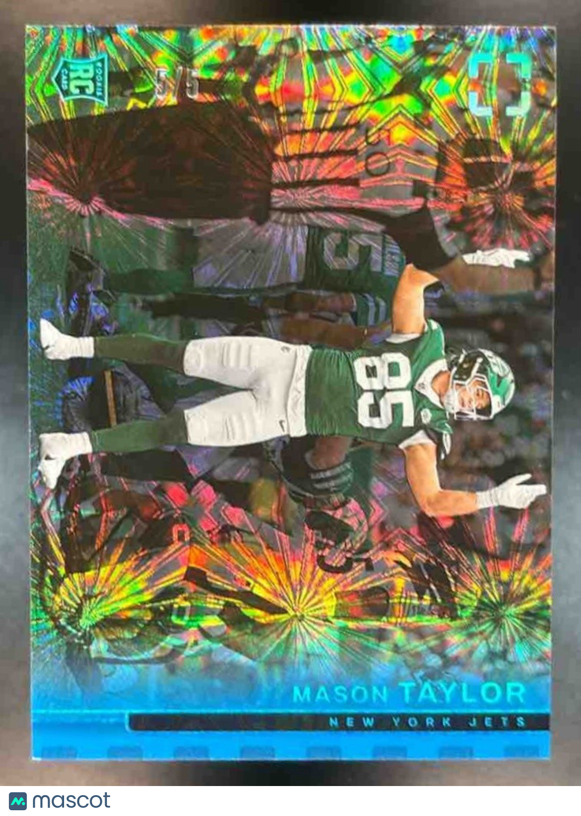 2025 Panini PhotoGenic Mason Taylor Fireworks 5/5 #197 RC BOOK END New York Jets - Sports Cards