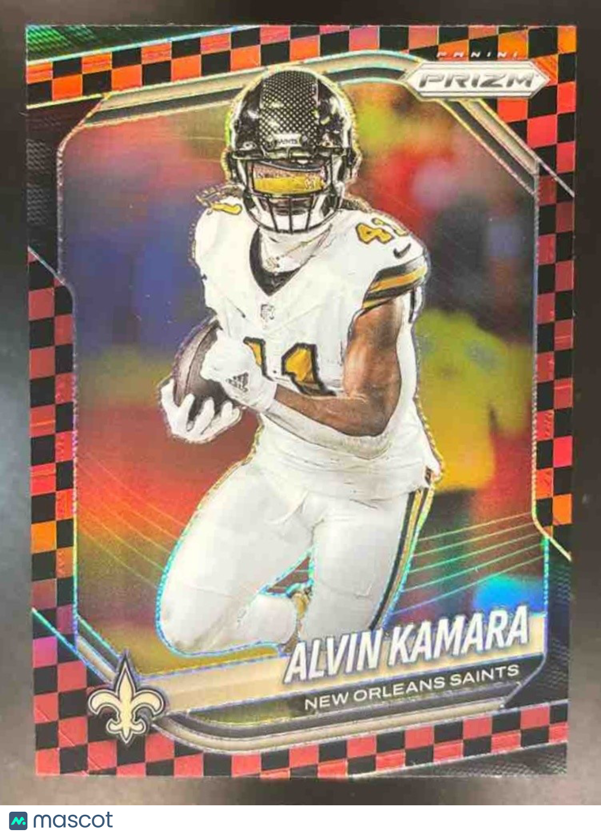2025 Panini Prizm Black and Red Checkerboard Alvin Kamara #190 New Orleans Saint - Sports Cards