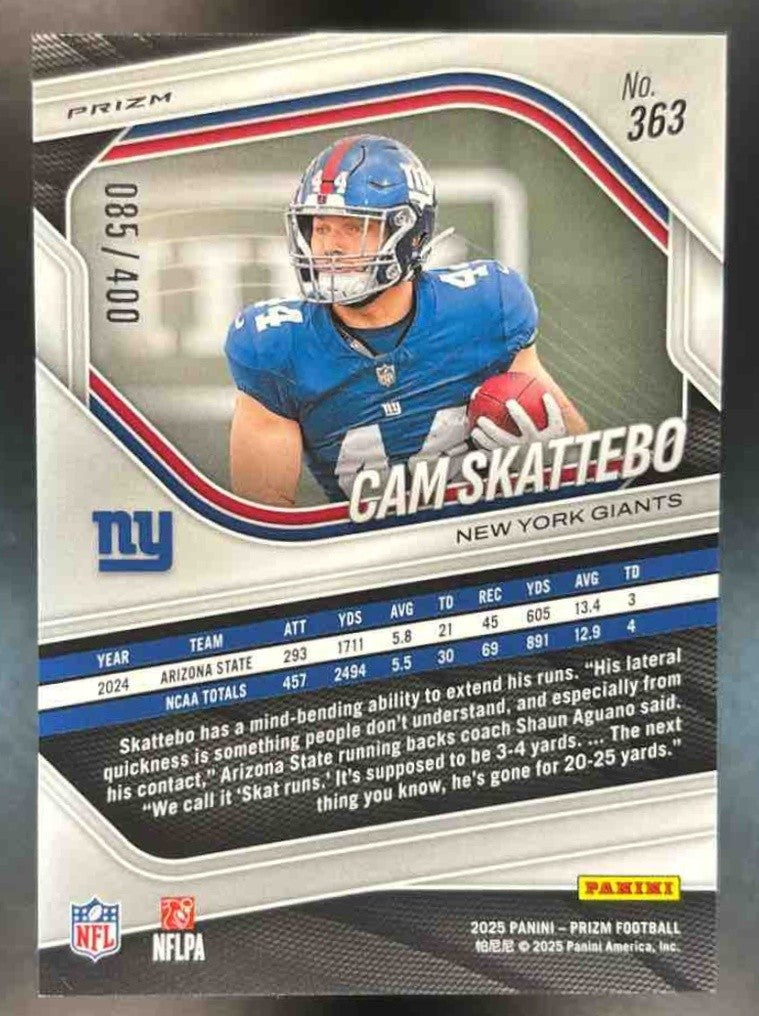 2025 Panini Prizm Cam Skattebo Pandora /400 #363 RC New York Giants - Sports Cards