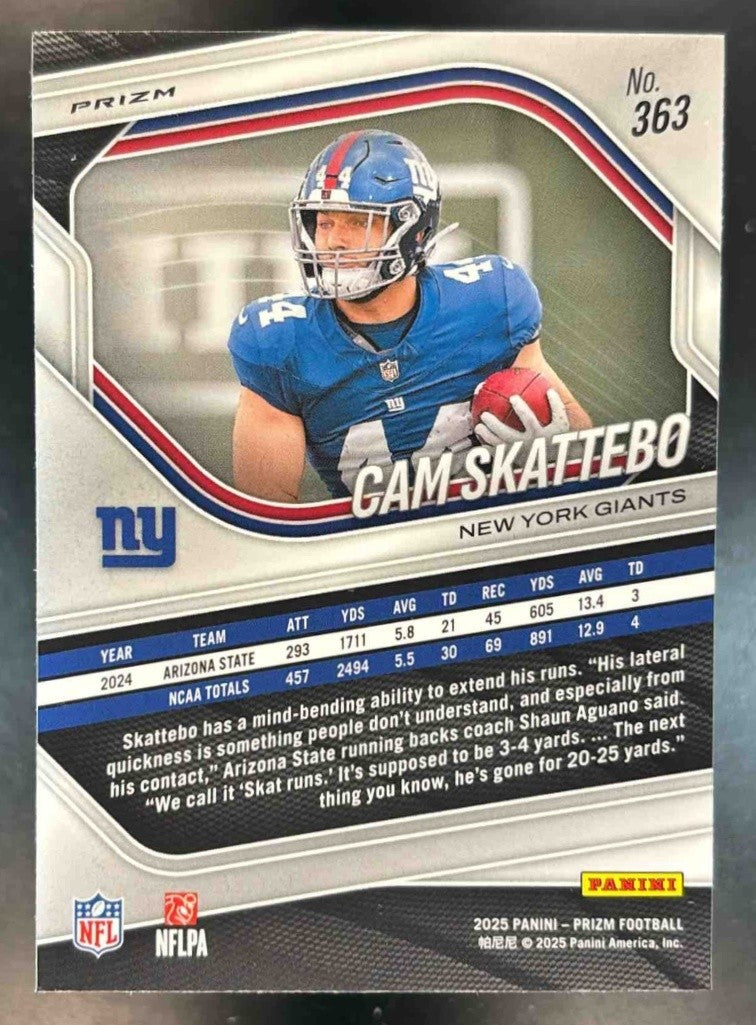 2025 Panini Prizm Cam Skattebo Silver #363 RC New York Giants - Sports Cards