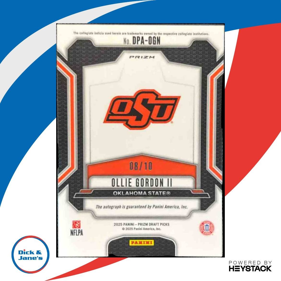 2025 Panini Prizm Draft Ollie Gordon II Auto Gold /10 #Oklahoma State Cowboys - Sports Cards