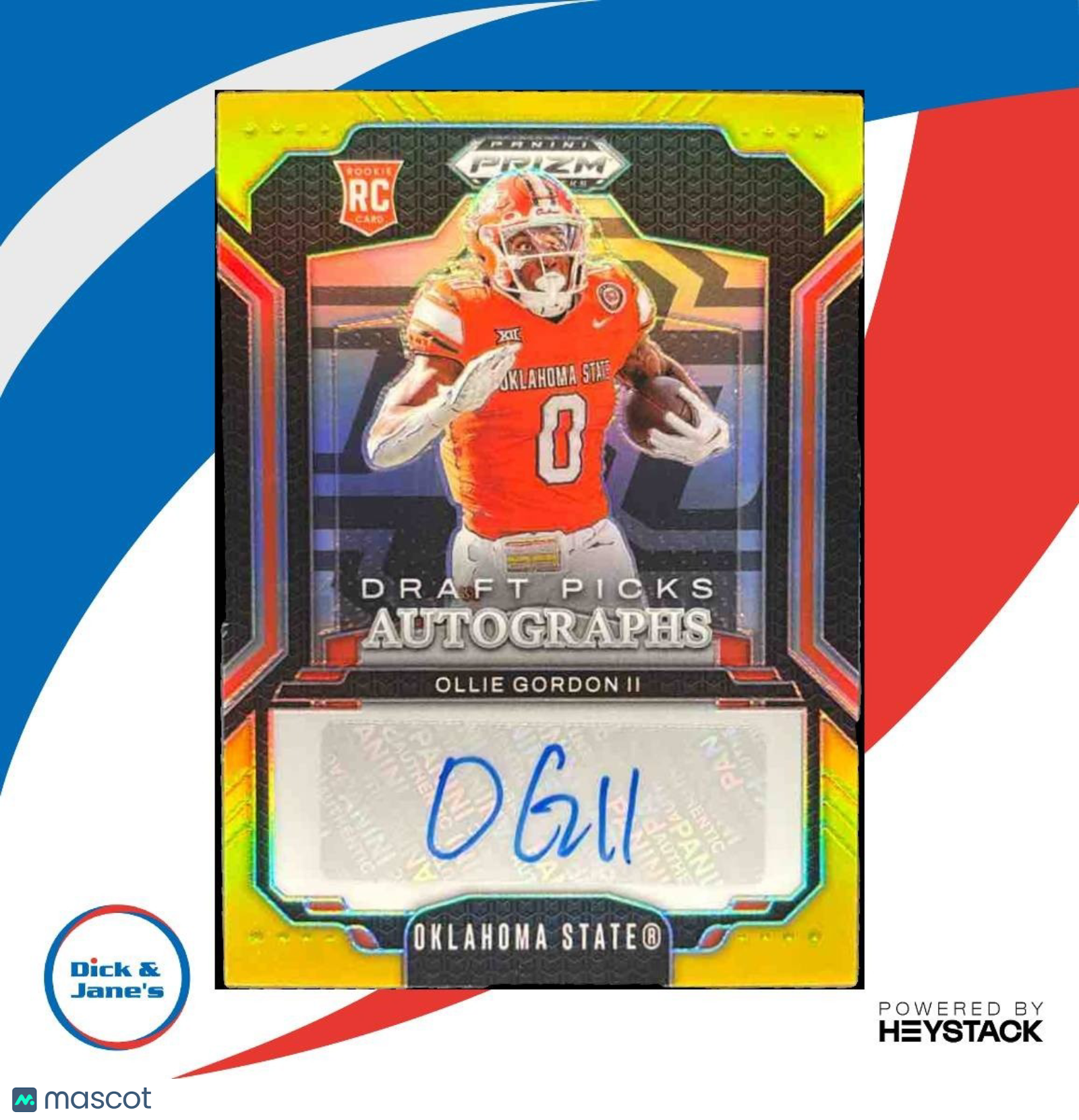 2025 Panini Prizm Draft Ollie Gordon II Auto Gold /10 #Oklahoma State Cowboys - Sports Cards
