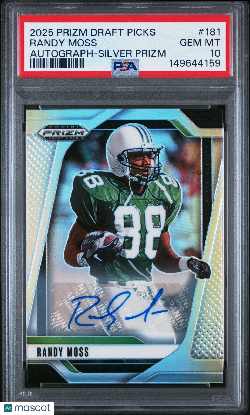 2025 Panini Prizm Draft Picks Randy Moss Autograph Silver #181 PSA 10 GEM MINT - Graded Sports Cards