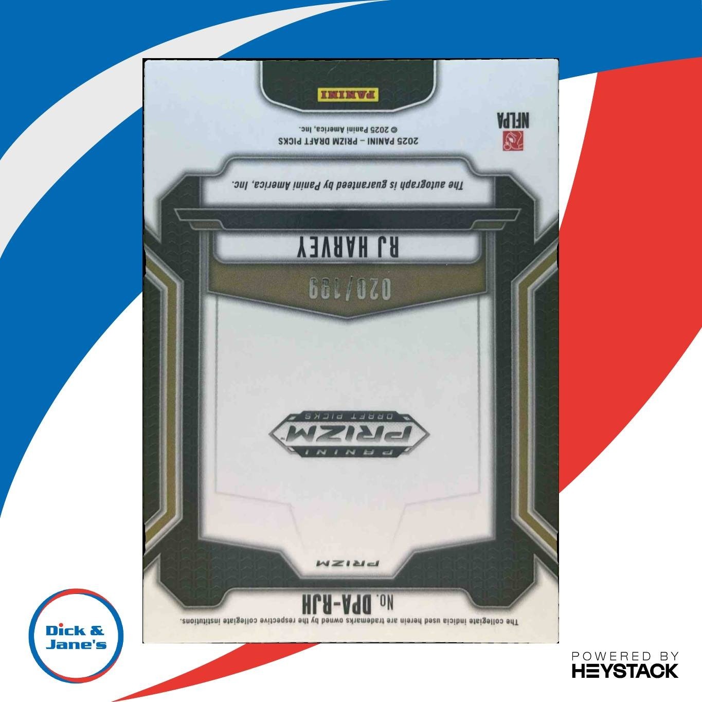 2025 Panini Prizm Draft Picks RJ Harvey Auto Purple Ice 20/199 #29 UCF Knights - Sports Cards