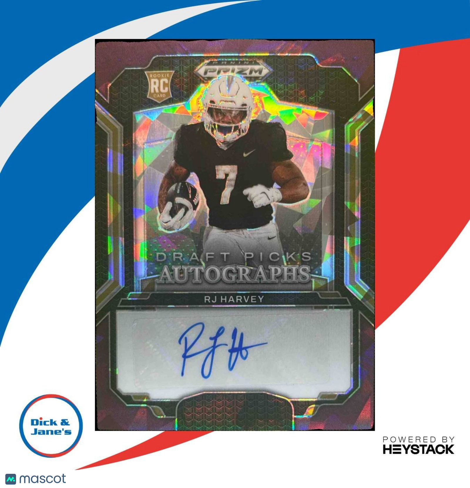 2025 Panini Prizm Draft Picks RJ Harvey Auto Purple Ice 20/199 #29 UCF Knights - Sports Cards