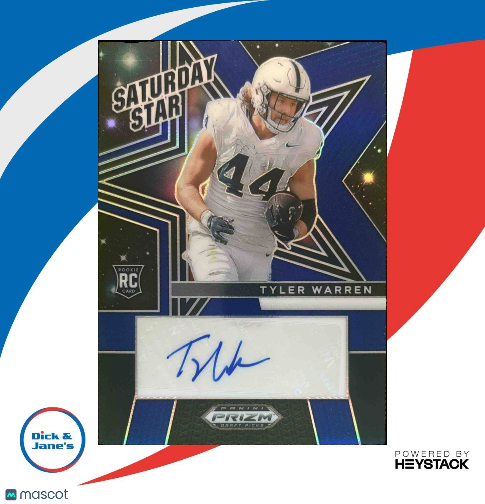 2025 Panini Prizm Draft Tyler Warren Saturday Star Auto Blue /75 - Sports Cards