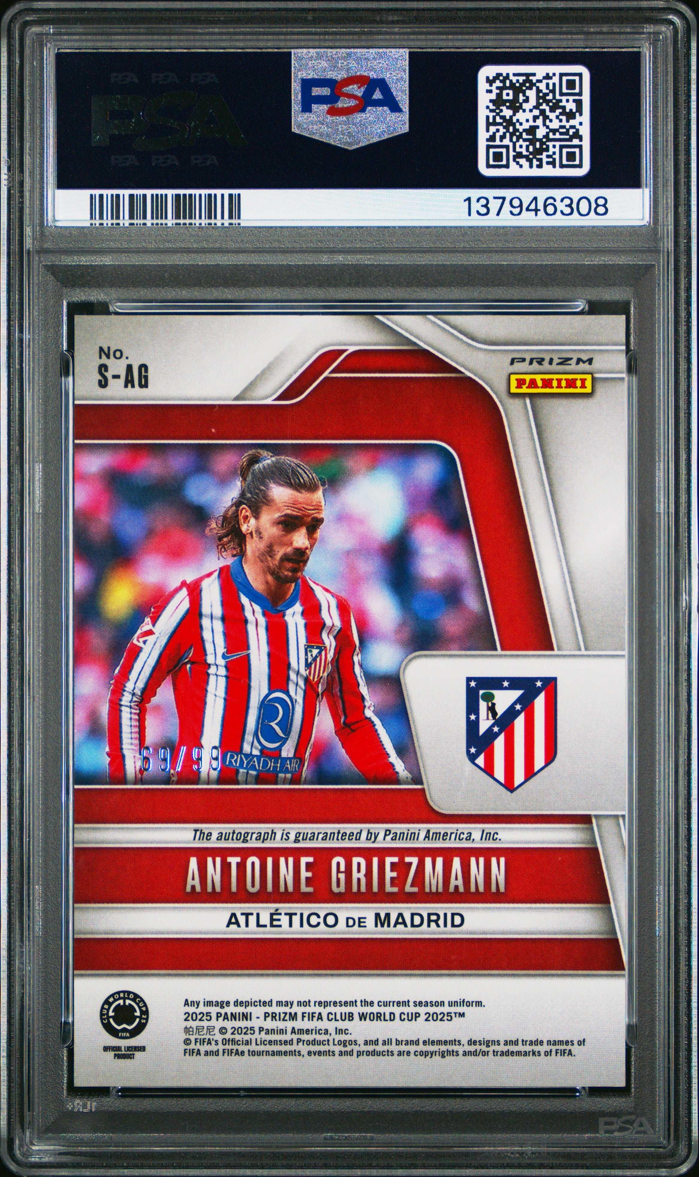 2025 Panini Prizm FIFA Club World Cup Signatures Antoine Griezmann Silver PSA 9 - Graded Sports Cards
