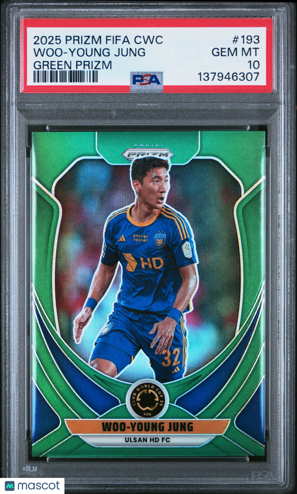 2025 Panini Prizm FIFA Club World Cup Woo-Young Jung Green 2/5 PSA 10 GEM MINT - Graded Sports Cards