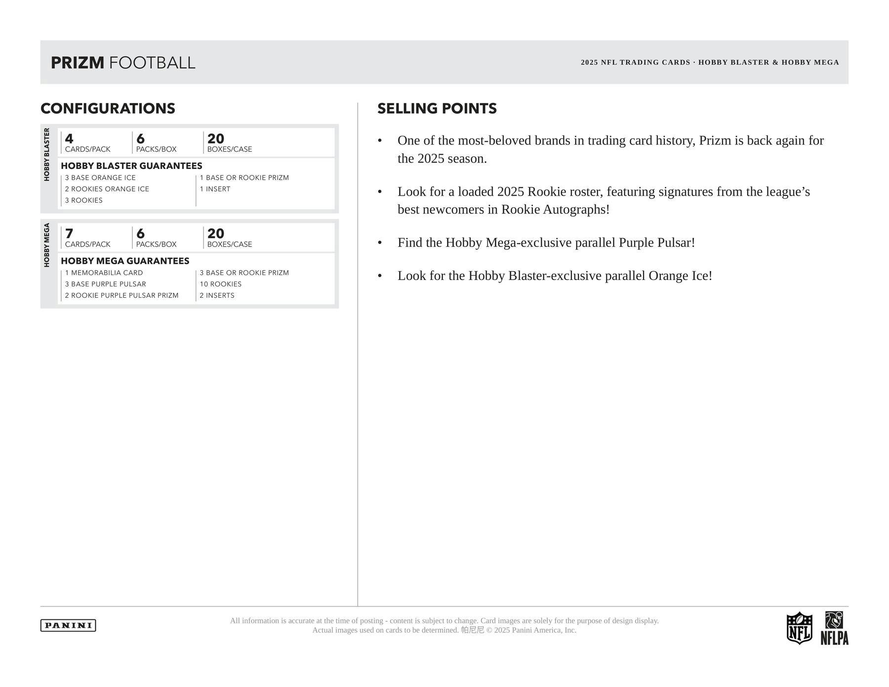 2025 Panini Prizm Football Hobby Mega Box (5 Purple Pulsar Hyper) 1 Mem - NFL Hobby Box