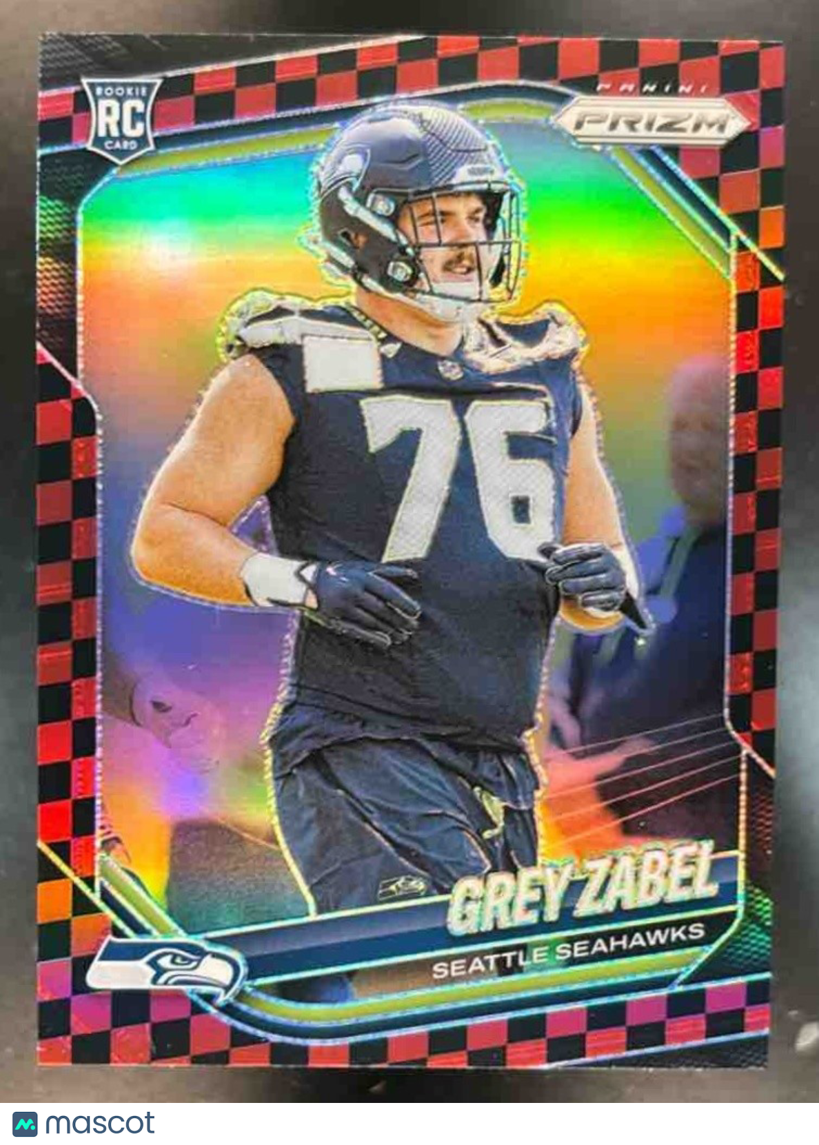 2025 Panini Prizm Grey Zabel Black & Red Checker #387 RC Seattle Seahawks - Sports Cards