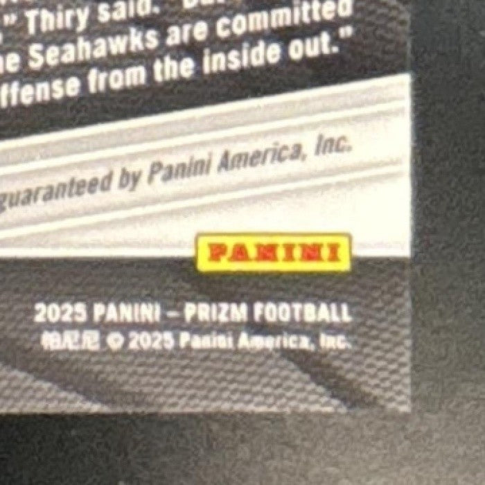 2025 Panini Prizm Grey Zabel Rookie Auto Silver #387 RC Seattle Seahawks - Sports Cards