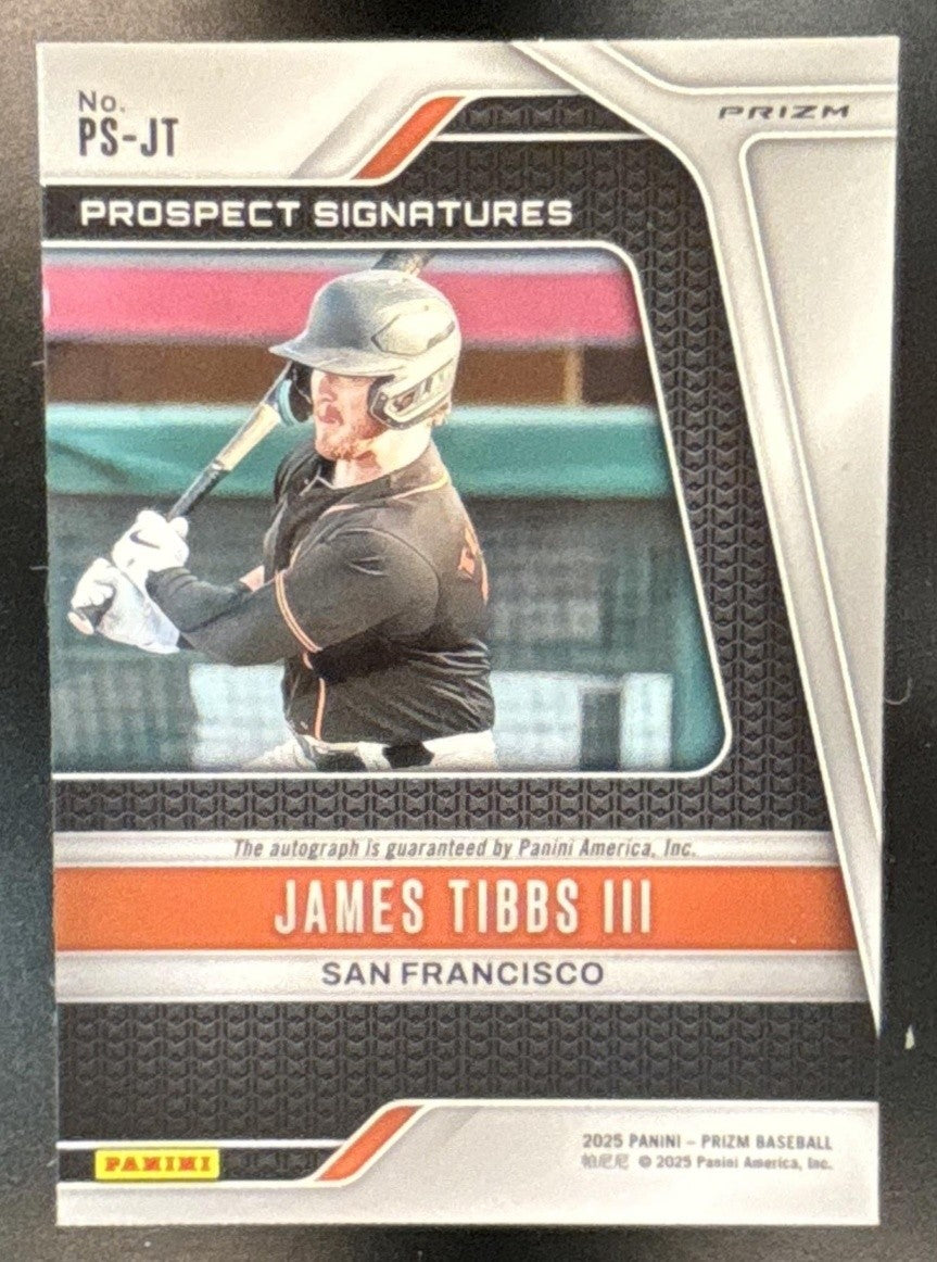 2025 Panini Prizm James Tibbs III Prospect Signatures Auto San Francisco Giants - Sports Cards
