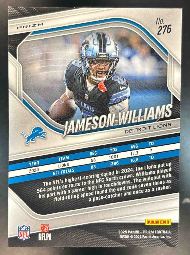 2025 Panini Prizm Jameson Williams Black & Blue Checker #276 Detroit Lions - Sports Cards