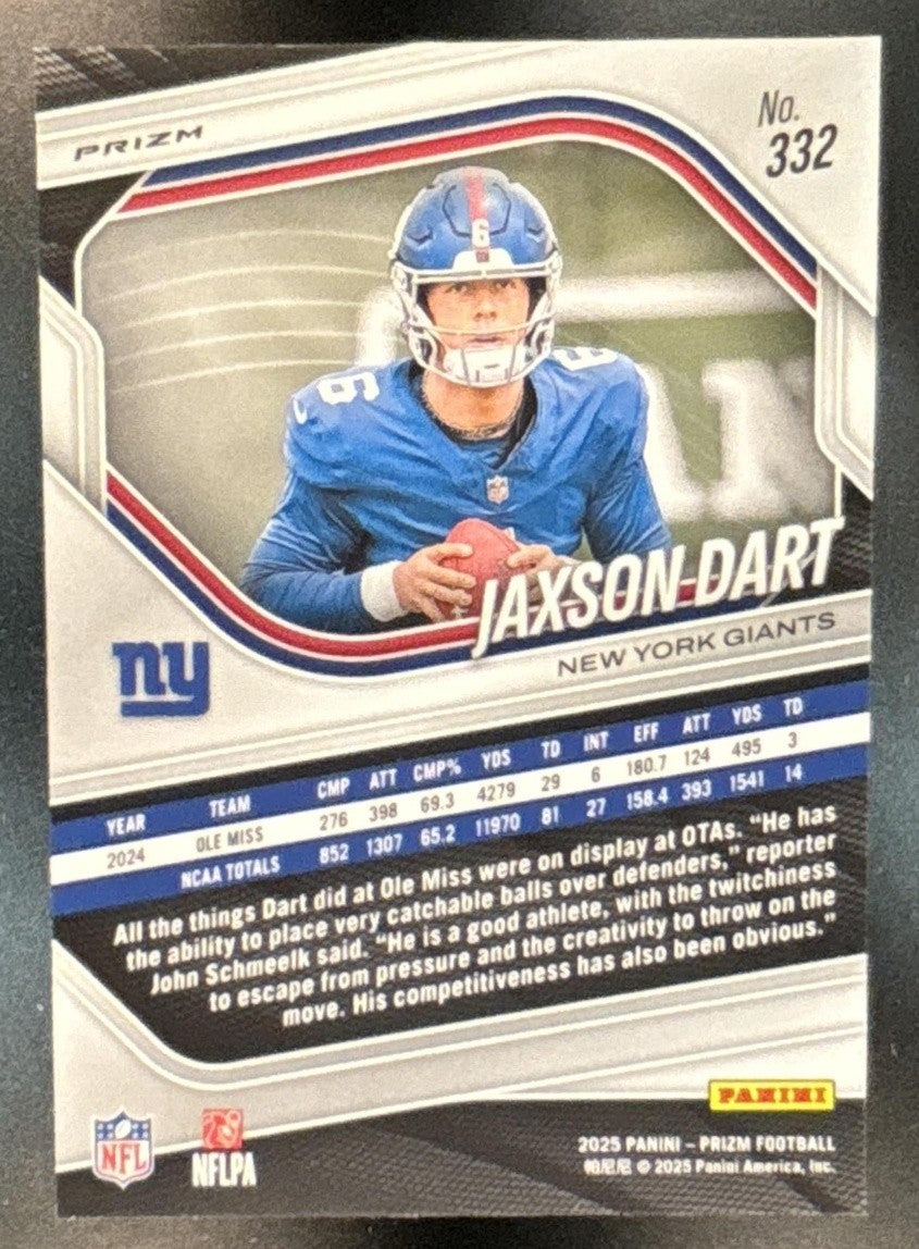 2025 Panini Prizm Jaxson Dart Silver #332 RC New York Giants - Sports Cards