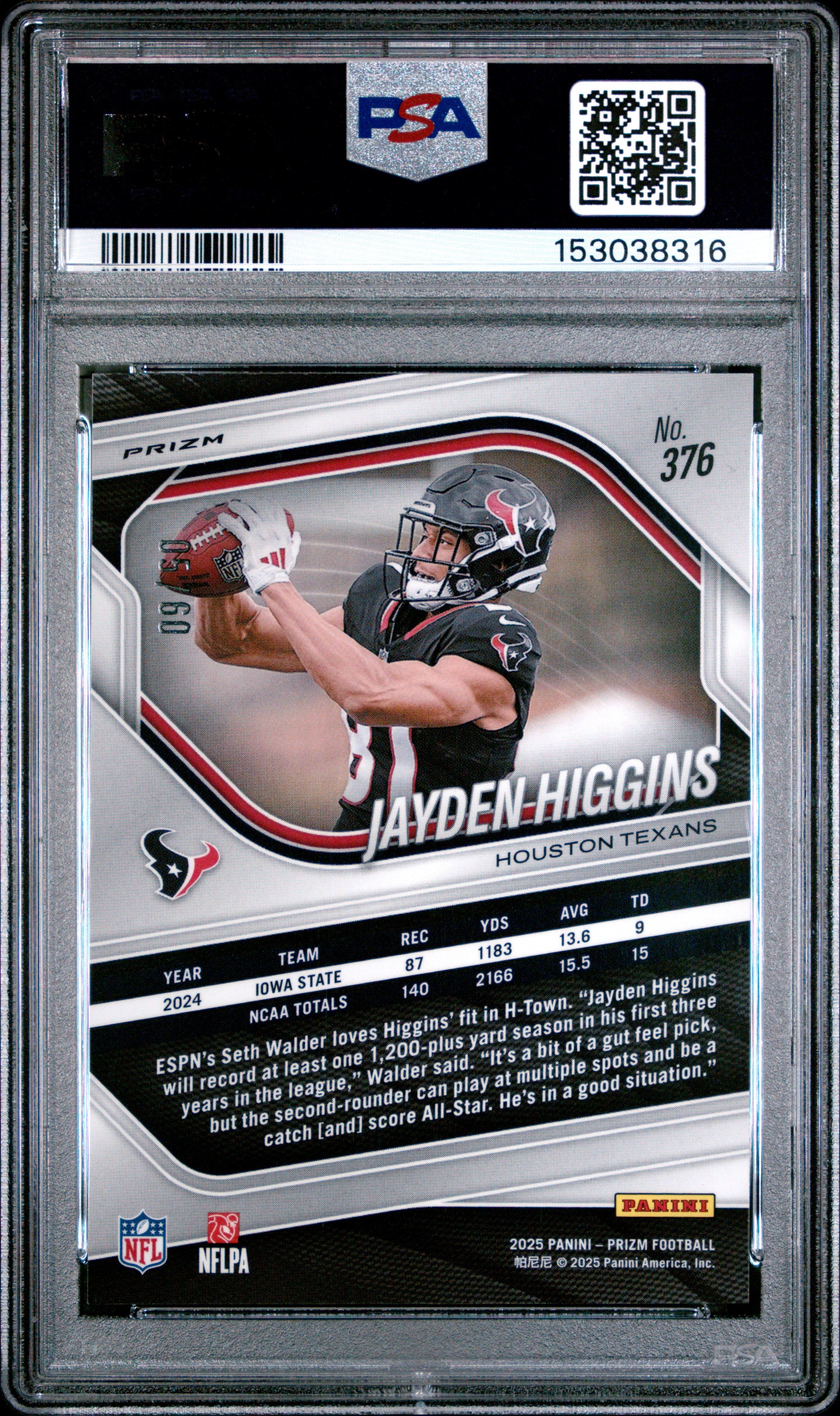 2025 Panini Prizm Jayden Higgins Super Bowl LX #376 PSA 10 - Graded Sports Cards