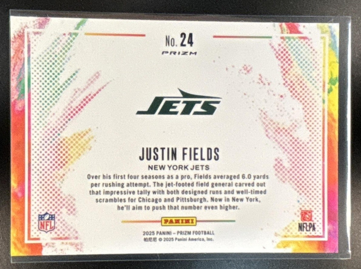 2025 Panini Prizm Justin Fields Color Blast #24 New York Jets - Sports Cards