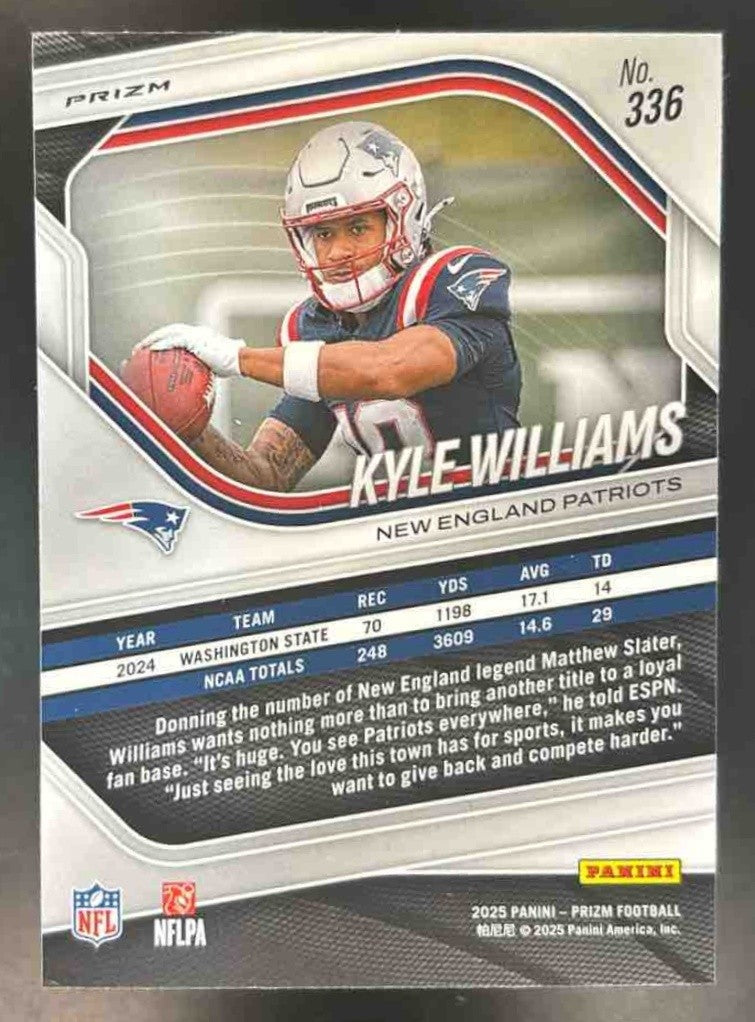 2025 Panini Prizm Kyle Williams Red #336 RC New England Patriots - Sports Cards
