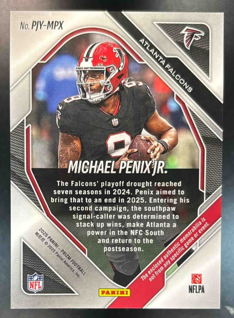 2025 Panini Prizm Michael Penix Jr. Premier Jerseys Pink MEM Atlanta Falcons - Sports Cards