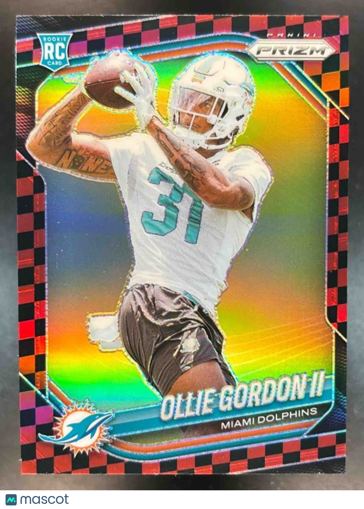 2025 Panini Prizm Ollie Gordon II Black & Red Checker #333 RC Miami Dolphins - Sports Cards