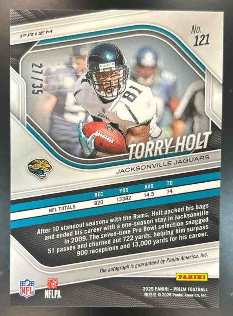 2025 Panini Prizm Torry Holt Auto Red Shimmer /35 #121 Jacksonville Jaguars - Sports Cards