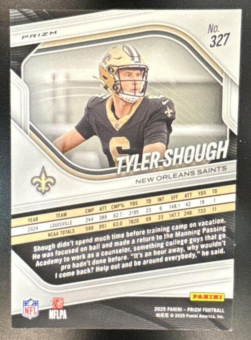 2025 Panini Prizm Tyler Shough Red White & Blue #327 RC New Orleans Saints - Sports Cards