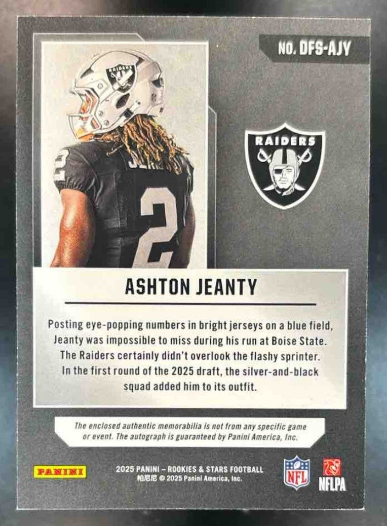 2025 Panini Rookies & Stars Ashton Jeanty Dress for Success Patch Auto /99 RC - Sports Cards