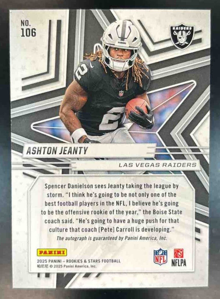 2025 Panini Rookies & Stars Ashton Jeanty Signatures RC Auto Las Vegas Raiders - Sports Cards