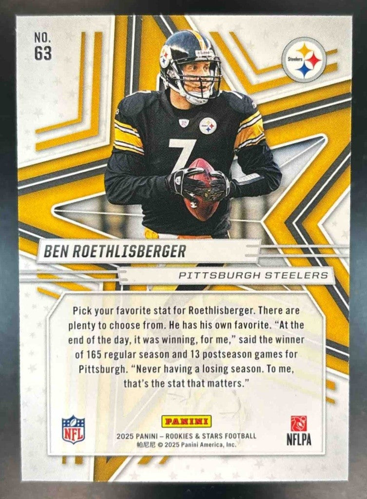 2025 Panini Rookies & Stars Ben Roethlisberger Red and Blue /49 #63 Steelers - Sports Cards